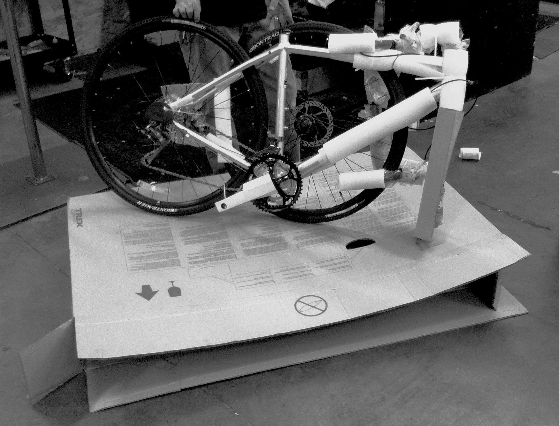 Image of a bike being packed into a bike box